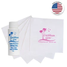 Caribbean Gem Tarnish Remover & Polishing Cream 2 Oz With Five Polishing Cloths