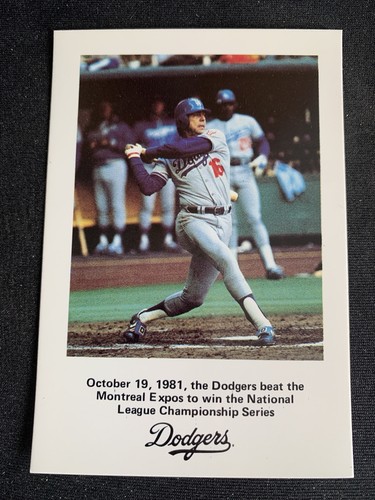 Rare 1982 LAPD Baseball Card Rick Monday World Series Los Angeles Dodgers NmMt