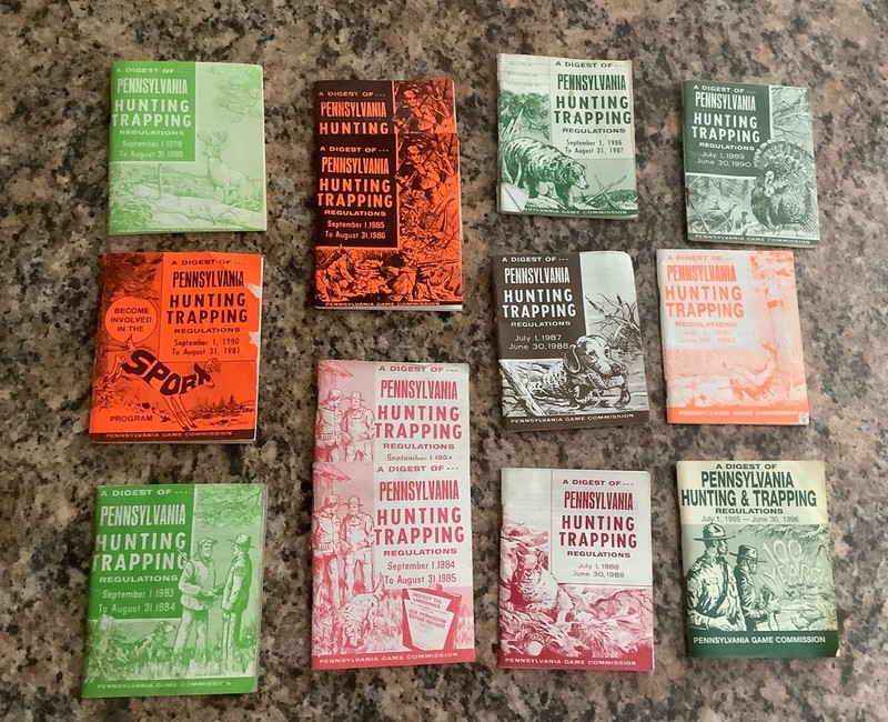 Vintage Lot of 13 PA Hunting Trapping Regulation Digest 1979 Thru 1996