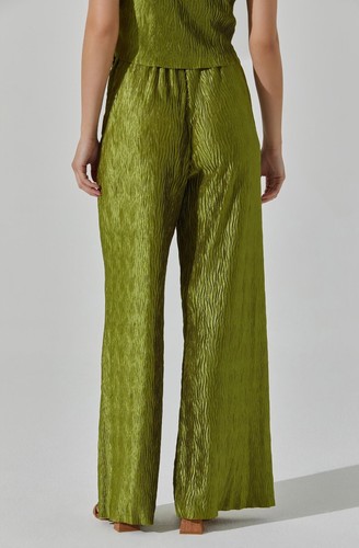 ASTR The Label Women's Avacado Green Wide Leg Plisse Pants Size Medium - Picture 4 of 17