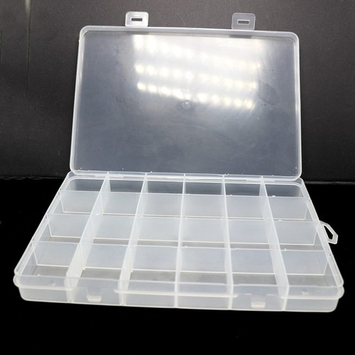 Clear Plastic Organizer Box Case 24 Grids Jewelry Storage Container 7.5" - Imagen 5 de 6