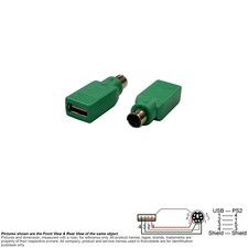 Adapter USB PS/2 PS2 Keyboard Mouse A Female Mini Din 6 Pin Male Green