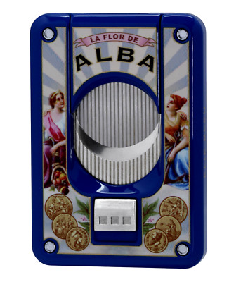Elie Bleu La Flor De Alba Slide Button Cigar Cutter, Blue, EBC4066, New In Box