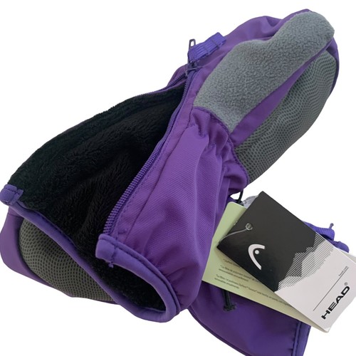 Purple Mittens Zip Up Youth Size Small 4-6 Fleece Lining Head Ez On Off - Picture 2 of 7