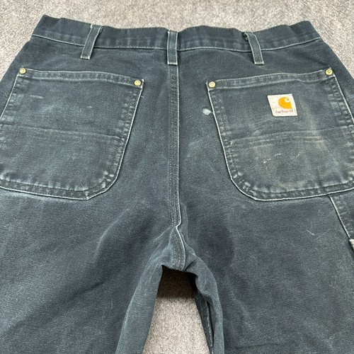 VINTAGE Carhartt Pants Men 32x32 Black Carpenter Workwear Canvas Double Knee USA - Picture 11 of 21