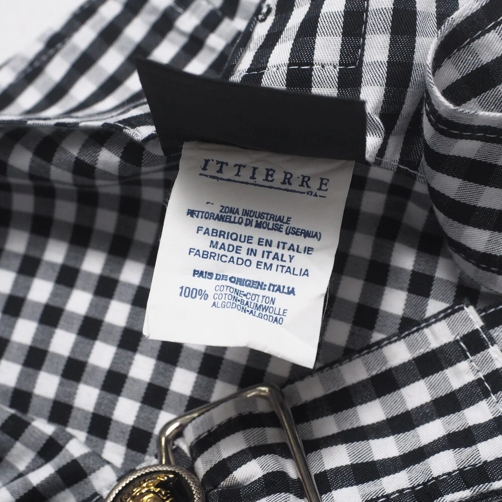 VERSACE Salopette Vintage Taglia 28 42 Medusa Bottone Abito Gingham Versace Jean...