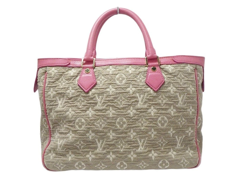 LOUIS VUITTON M93496 Sabbia Cabas MM Hand Bag Beige Rose Pink Monogram Used