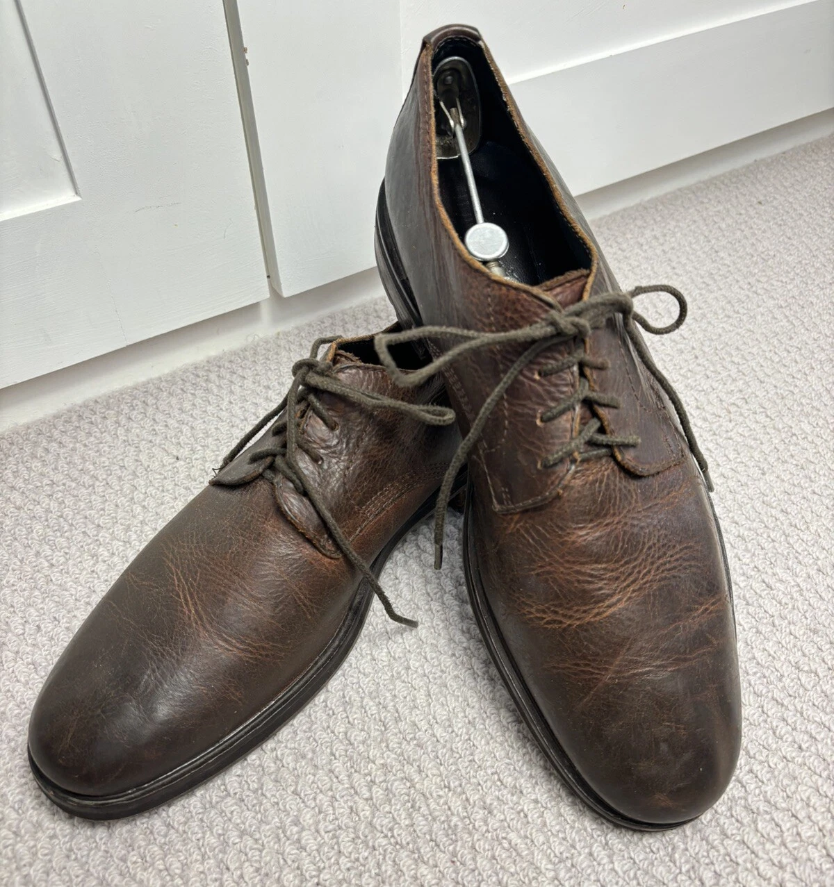 Scarpe Timberland Derby UK 9 5 Eur 44 pelle marrone morbida comode allacciate