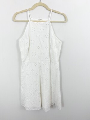 NEW Ann Taylor LOFT White Cotton Eyelet Dress Size 0 Lined Sleeveless  Halter | eBay