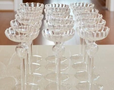 Set of 15 Absinthe Glasses Handblown Glass Art Bubble Dosing Reservoir Stemware