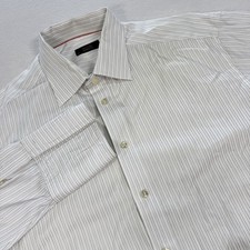 ETON Ganghester Men Size 16.5/42 White Gray Stripe Long Sleeve French Cuff Shirt