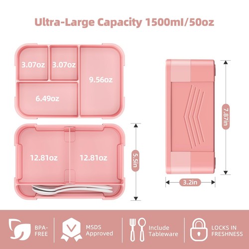 Bento Box Lunch Containers for Kids - Stackable Lunch Box with Utensil Set & ... - 第 4/7 張圖片