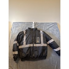 Reflective Safety Apparel Black High Vis Bomber Jacket ANSI Class 3 Large C12