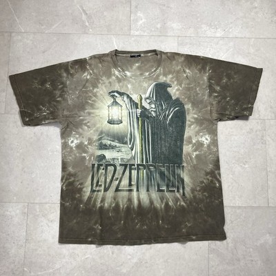 vintage 00s led zeppelin tie dye boxy liquid blue rock band tee size large