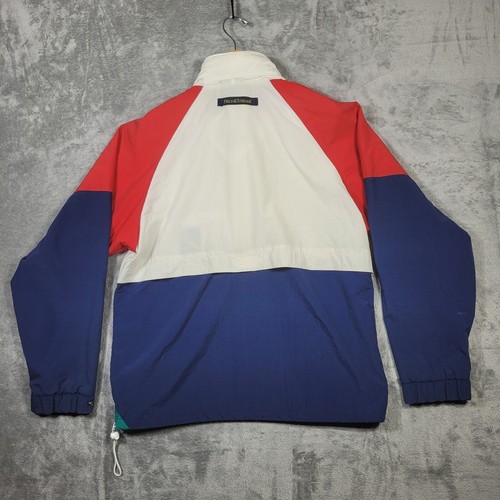 Vtg Field Stream Jacket Mens Medium Windbreaker Red White Blue Colorblock Hooded - Picture 2 of 20
