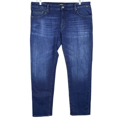 Mavi Jeans Marcus Slim Straight Leg Mens 38x32 Blue Denim Logo Dark Wash Stretch