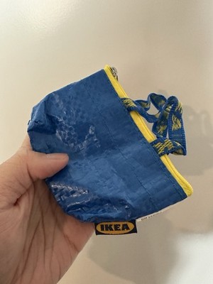 IKEA Knolig Mini Zipper Coin Keychain Bag Tote Key Holder Blue