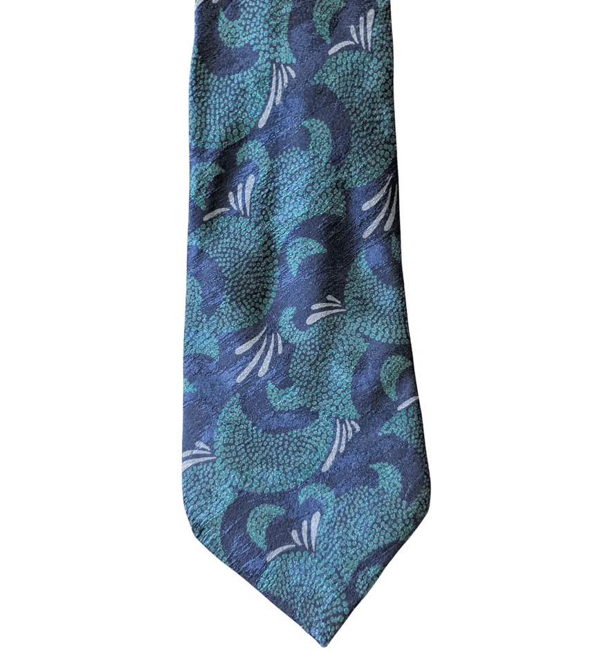 Corbata de diseñador | Corbata de seda verde y azul vintage de diseñador Christian Dior | Corbata Foto 2 de 4