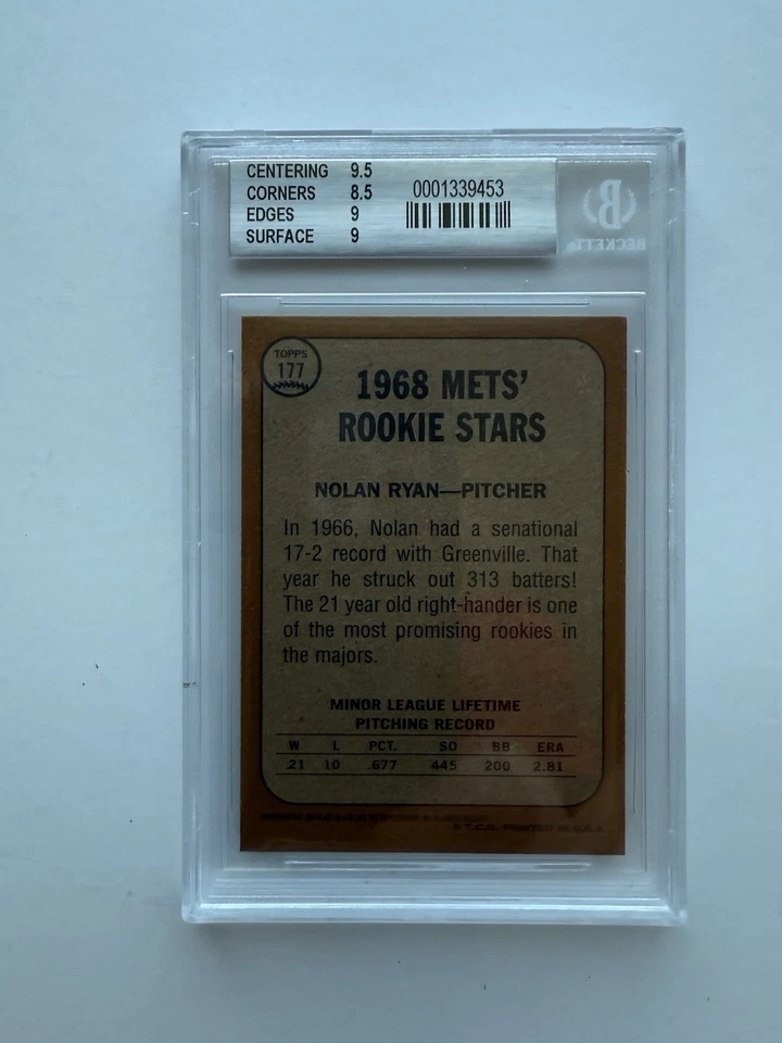 Nolan Ryan 2001 Topps 档案卡 Beckett 9 完好 — 第 2/2 张图片