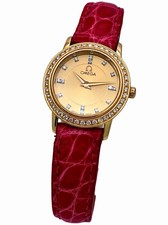 Omega De Ville Prestige 18K Gold Factory Diamonds Ladies Watch w/Box 2