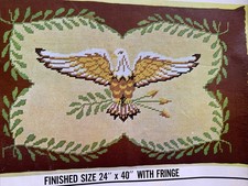 Early American Eagle Vintage Needlepoint Rug Canvas Unworked NO YARN 24x40