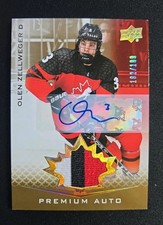 Olen Zellweger UD Team Canada Juniors 82/199 Rookie Patch Auto RPA RC Ducks