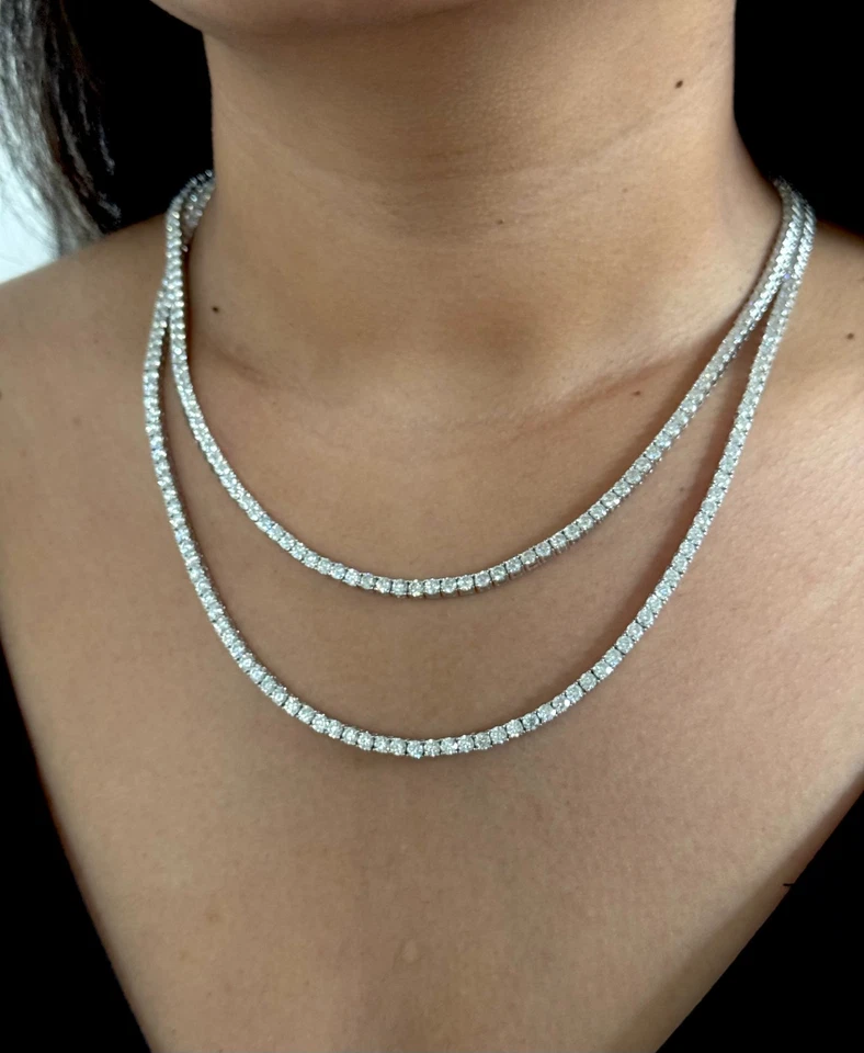 Collar de cadena de tenis moissanita VVS1 S925 plata certificado GRA probador de diámetro de paso Foto 2 de 4