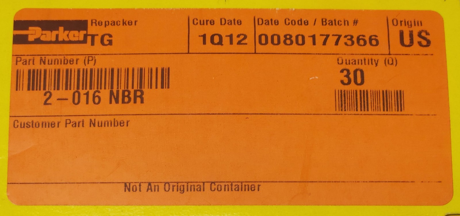 BOX OF 30 PARKER 2-016 NBR Mertic O RING 19.5mm X 1.75mm 2 016 N674-70
