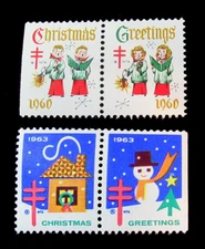 Vintage Christmas Seals Lot of 2 Greeting NTA Lung Association Cinderella Stamps