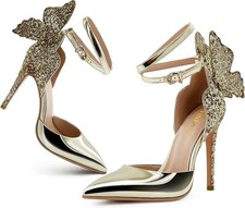Mariposa Brillante Tacones Altos Correa al Tobillo Stiletto Fiesta Boda Talla 10