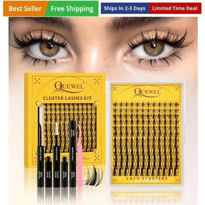 Fairy Lash Clusters Kit, 144PCS Cluster Eyelash Extensions kit with Lash Bond...