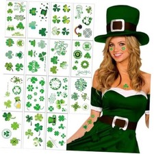 15 Sheets St Patricks Day Tattoos, St Patricks Day Shamrock Temporary Tattoos,