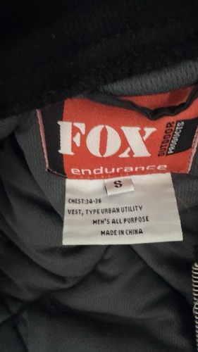 Fox Black Outdoor Vest Mens SM Chest 34-36 Full Zip Quilted Urban Utility New - Picture 4 of 6