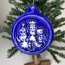 Vintage Three Wise Men Nativity Christmas Ornament 1970s Ceramics By Sharon