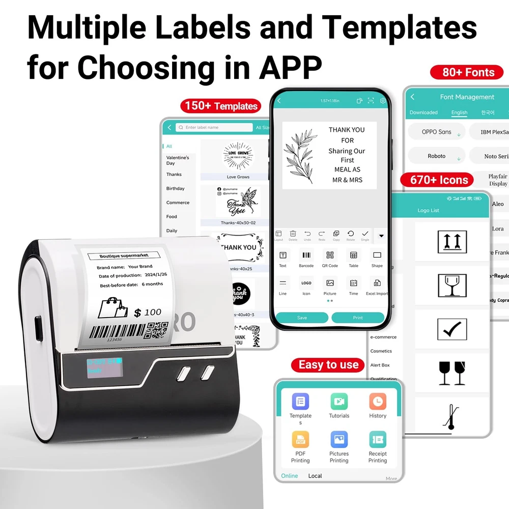 Bluetooth Label Maker Machine Z3 Barcode Printer Portable 2-3 Inch Thermal Sticker Printer Bluetooth Label Maker Machine Z3 Barcode Printer Portable 2-3 Inch Thermal Sticker Printer