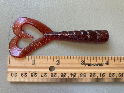 15 Twin tail 4''  Scampi  Squid like MOTOR OIL   soft lures with metal flake..