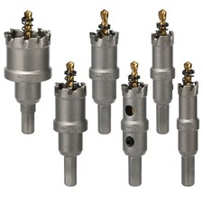 Vearter 6Pc 16-35mm TCT Carbide Stainless Steel Hole Saw Kit Metal Hole Saw Set