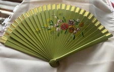 Vintage Hand Painted 2-Sided Floral Signed Espana Spain Fan