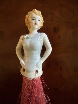Antique Victorian Half Doll Whisk Broom Blonde
