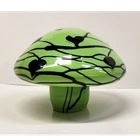 Fenton Glass Chameleon Green Dave Fetty Sample Hanging Hearts Mushroom