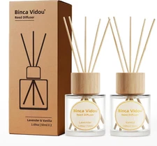 Reed Diffuser Set, Lavender & Vanilla Natural Scent Oil Diffusers with Sticks f