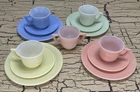 VTG Milk Glass Pastel Little Hostess Child’s Teacup & Saucer Tea Set 13pc MCM