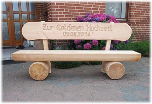 Terrassenbank. Hochzeitsgeschenk .Gartenbank mit Gravur .Geburtstag