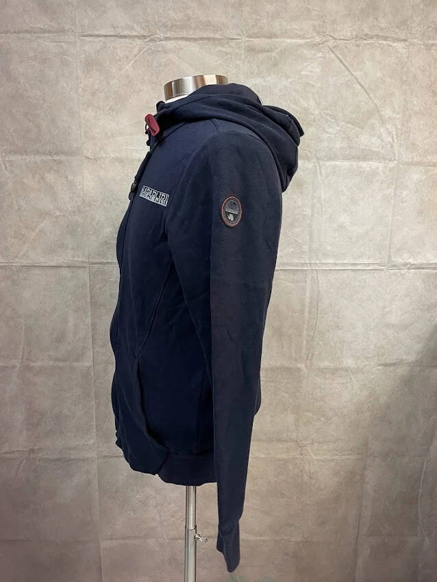 Moletom com capuz Napapijri masculino azul escuro zíper completo manga longa - Imagem 2 de 4