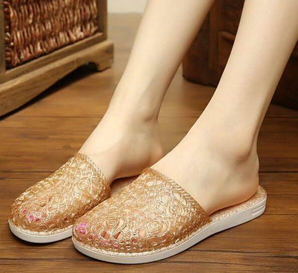 PANTOFOLA D’ORO Pantofole donna gelatina punta rotonda cave casual in cristallo morbide slip on piatte