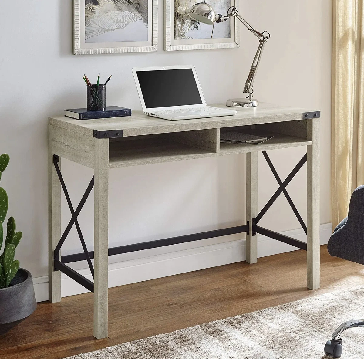 NEW Walker Edison Modern Farmhouse Writing Desk White Oak 42 inch