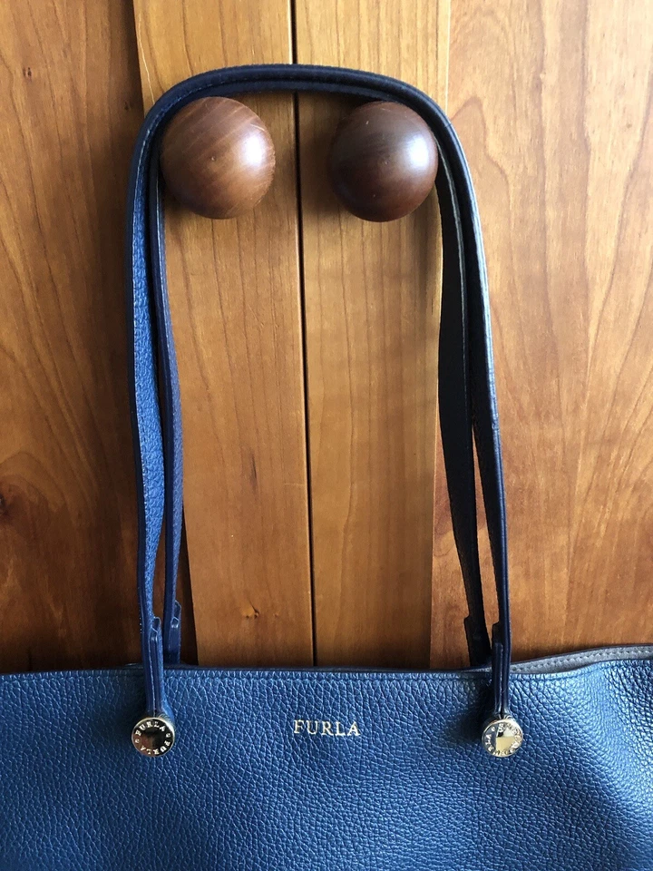 Furla Eden Large East West Leather Tote/Shopper Bag 284868 Atlantic Blue Ex Cond - Image 4 of 4
