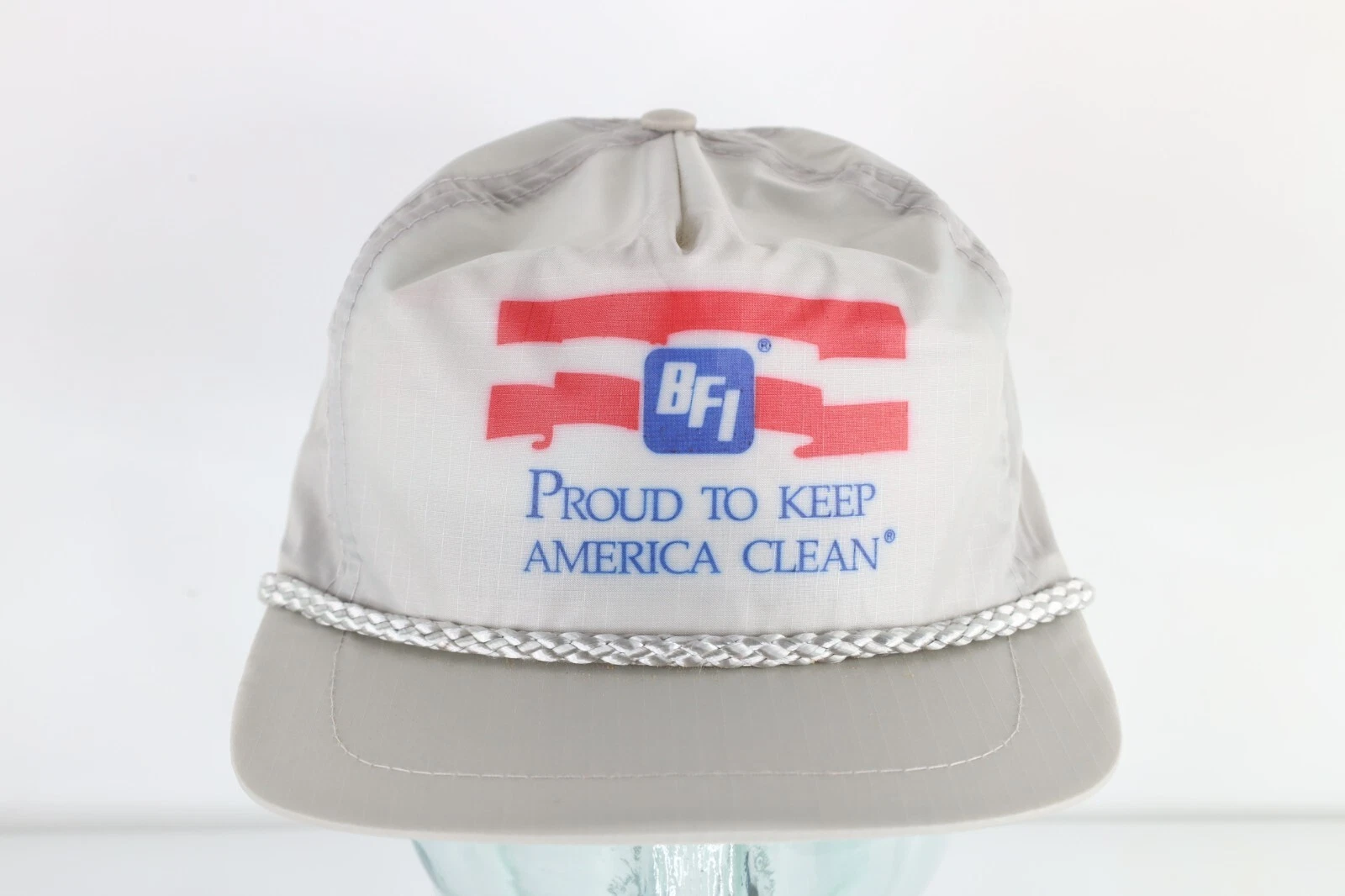 Casquette de sport Deadstock vintage années 80 Supreme BFI Waste Co corde ripstop casquette grise