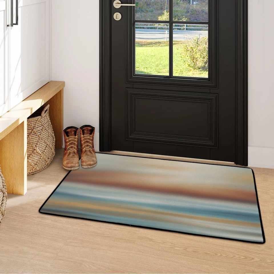 Alfombra de baño alfombra 20x31 pulgadas diseño 335 naranja azul playa abstracta Foto 2 de 4