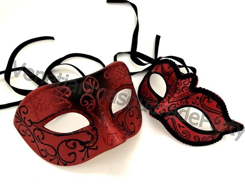 Black Red Masquerade ball mask Dress up 